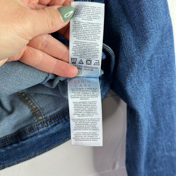 KENSIE JEANS Dark Wash Denim Jean Button Up Long Sleeve Jacket Size Small - Picture 9 of 11